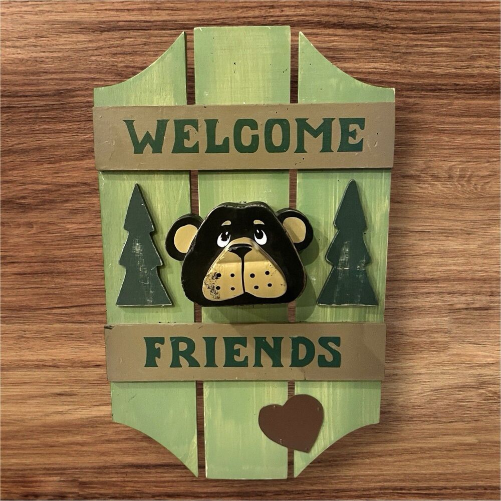 Bear Welcome Sign Lodge Decor Cabin Entry Sign Bear Rustic Home Decor